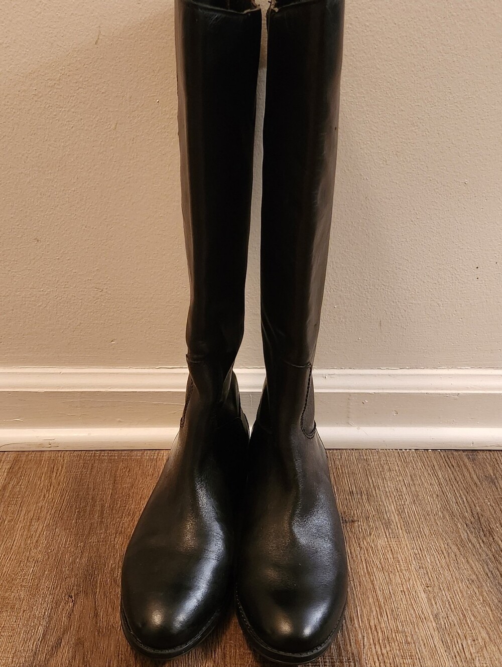 Classic Women's Tall Black Leather Riding Boots